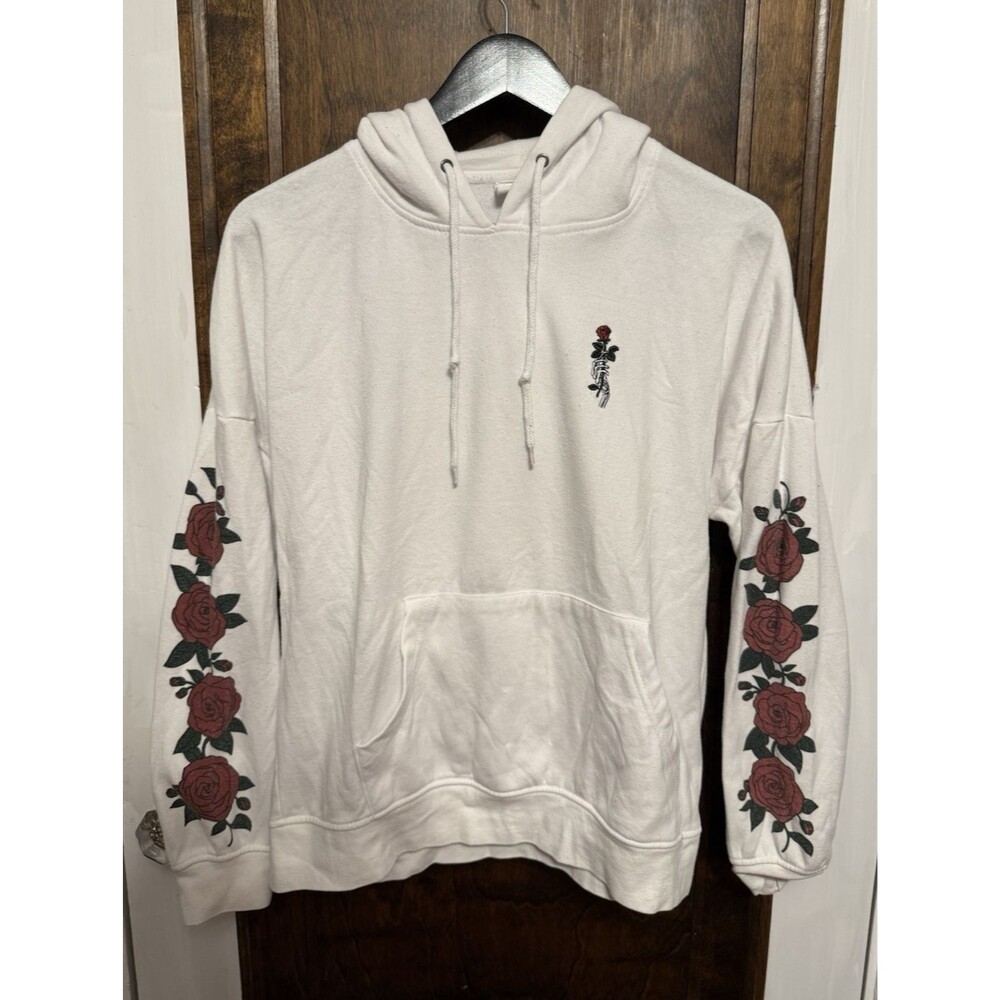 Y2K Emo Grunge Men’s Pullover Hoodie Sweatshirt Large White Rose Graphics Empyre